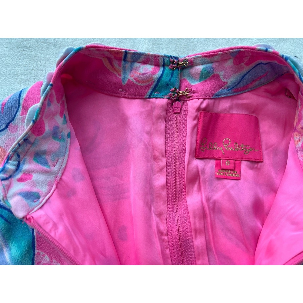 Lilly Pulitzer Jonna‎ Romper Size 0 Prosecco Pink Pinking High Collar - Picture 4 of 10